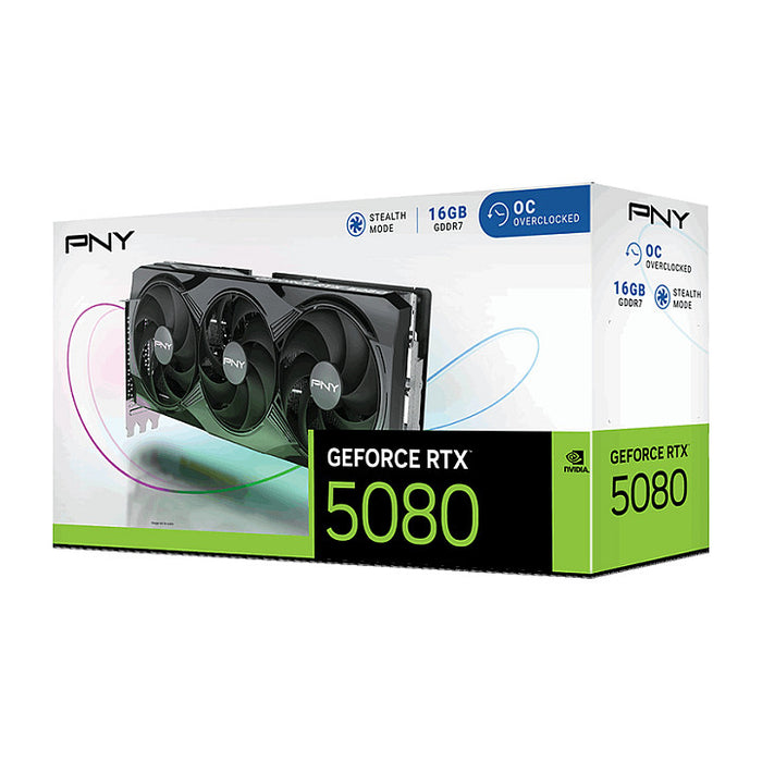 PNY GeForce RTX 5080 Overclocked Triple Fan GPU